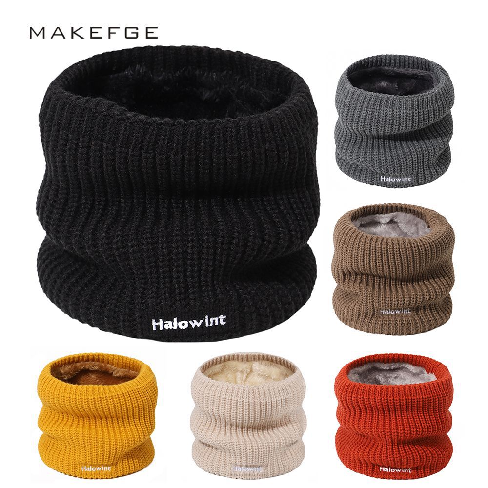 New Scarf Women's Autumn and Winter Casual All-match Neck Set Couple's Outdoor Riding Cold-proof Thickened Fleece-lined Cervical Scarf