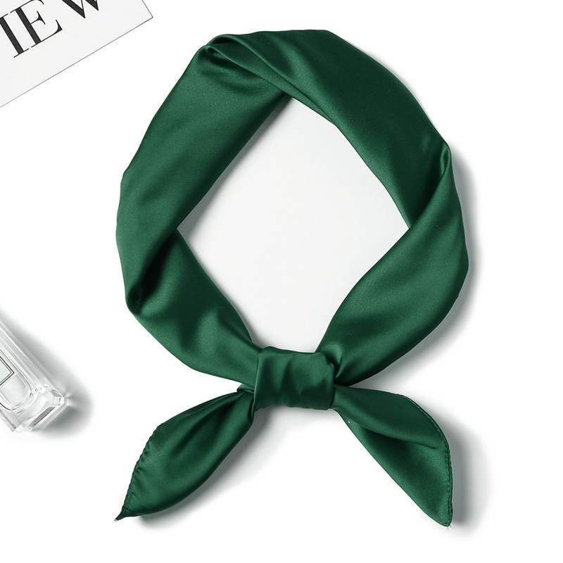 Simple solid color scarf women's artificial silk small square scarf 70cm European and American Basic matching shirt professional scarf hair tie