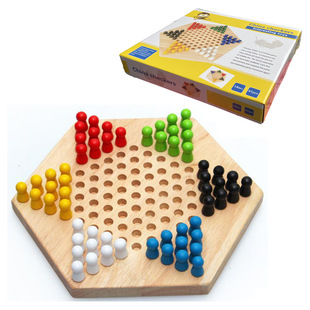 Factory direct supply hexagonal checkers parent-child puzzle game wooden checkers checkers checkers checkers children's educational toys board games