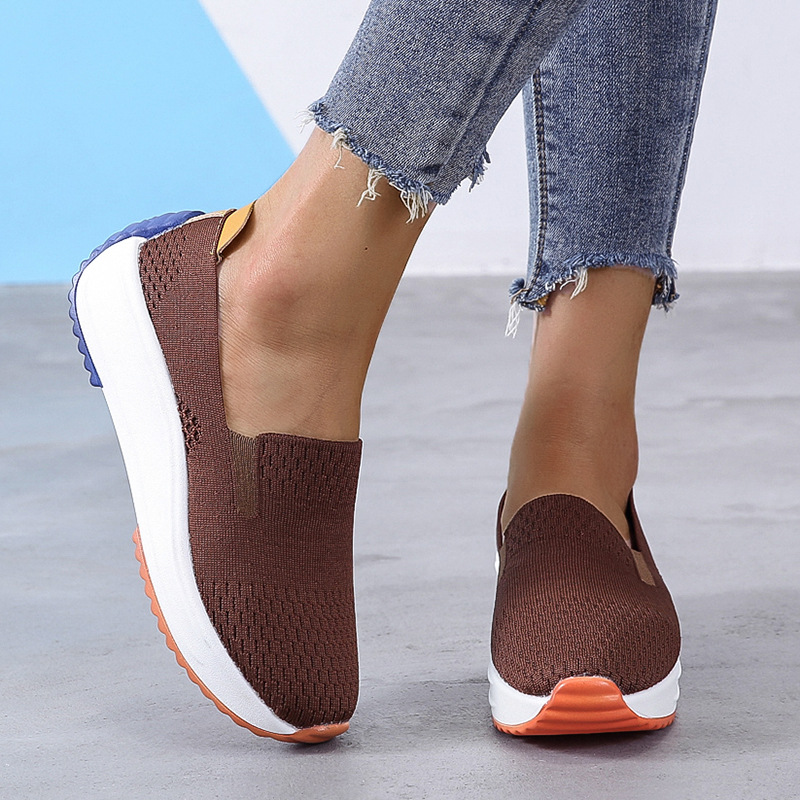 Cross-border 2022 Summer New Flying Weaving Women's Shoes Korean Style Women's Single-layer Shoes Comfortable Casual Shoes Women's Large Size Slip-on Women's Shoes