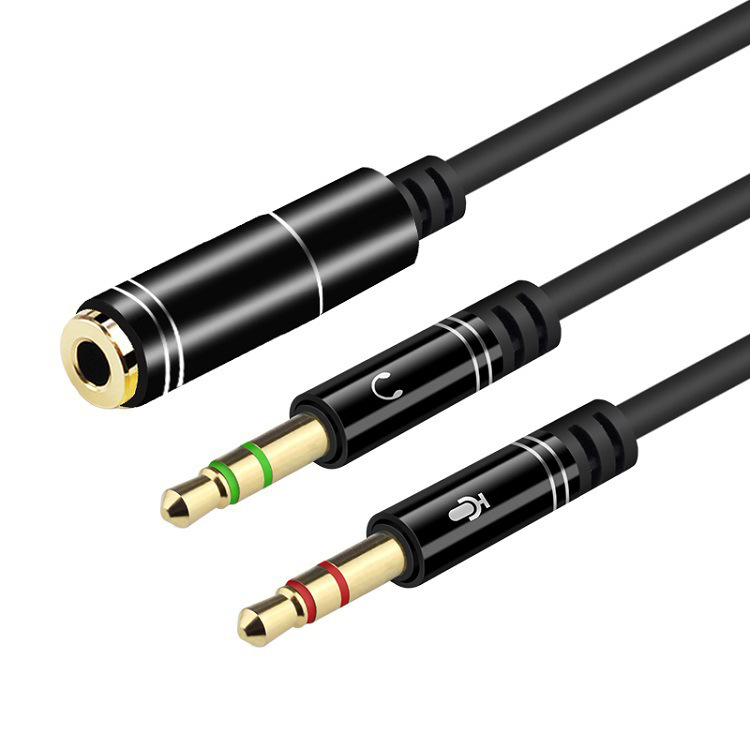 3.5 audio patch cord one-to-two converter desktop computer laptop headset microphone connection two-in-one