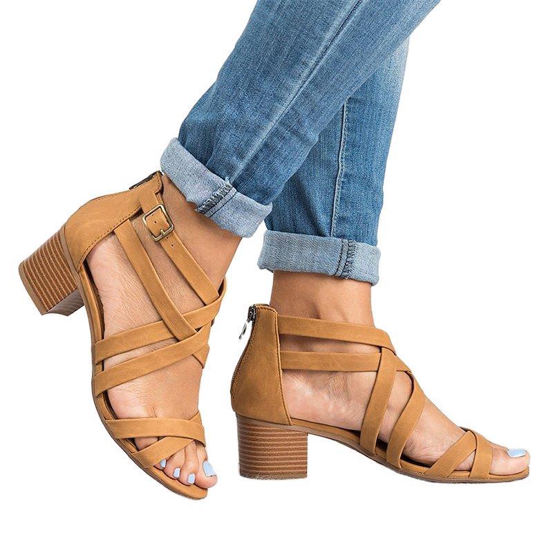 Juti spring and summer new wish Amazon independent station European and American Foreign trade plus size cross strap sandals for women