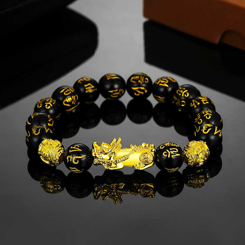 Cross-border explosions obsidian bracelet Vietnam sand gold brave bracelet six words mantras live supply manufacturers wholesale