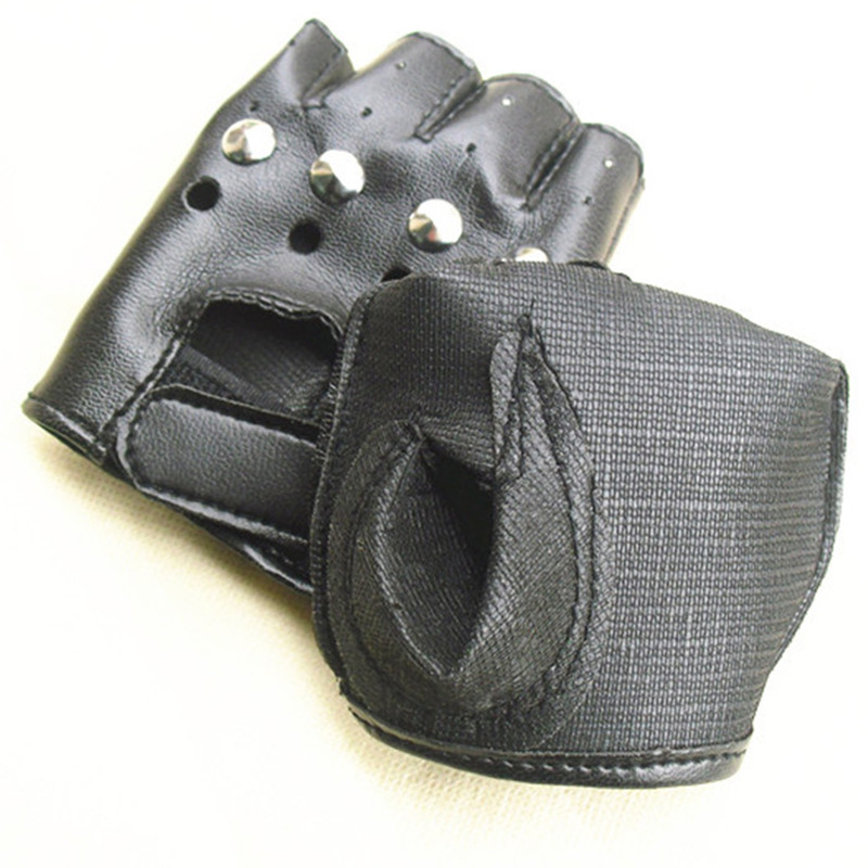 Children's Leather Gloves White Children Children's Half-Finger Excerpts Stage Performance Gloves Street Dance Break Dance Gloves