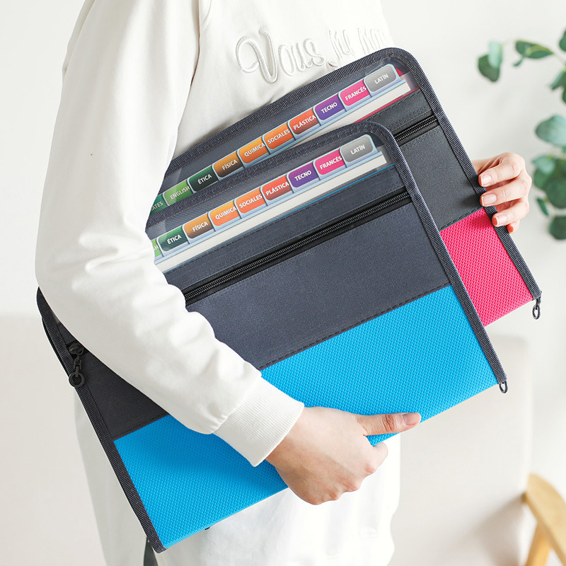 Amazon A4 Multi-Layer Organ Bag Double Zipper Folder Student Multifunctional Paper Storage File Bag Customizable