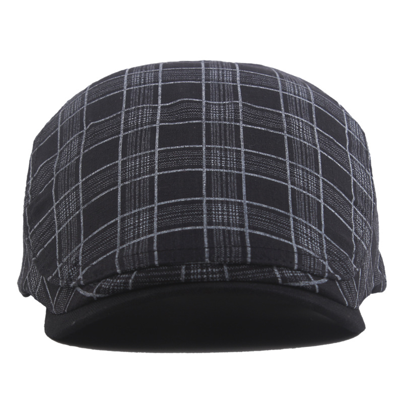 Spring and summer men's and women's plaid newsboy cap pure cotton progressive cap fashion casual cap outdoor sun hat beret