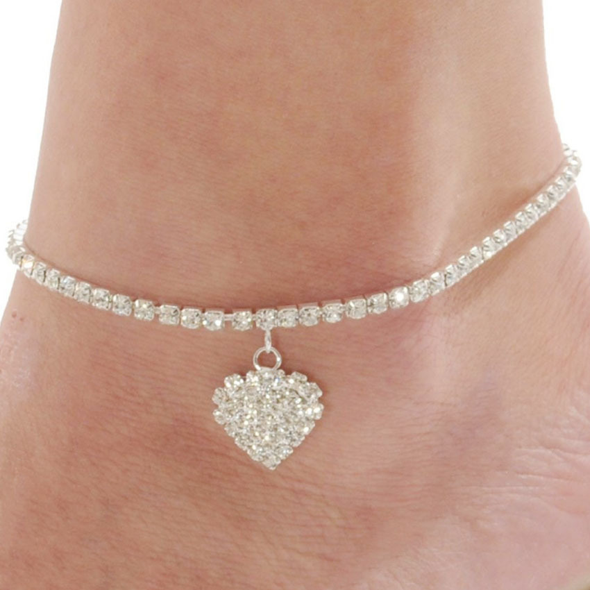 European and American Fashion Personality Love Diamond Anklet Exotic All-match Sexy Heart-shaped Anklet