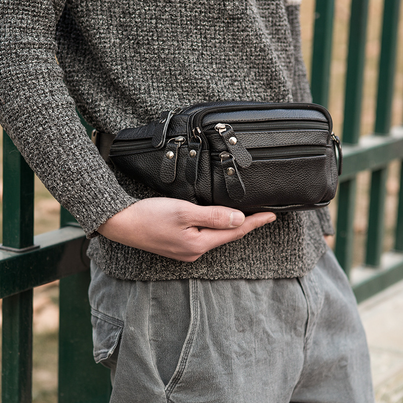 Wholesale men's waist bag multi-compartment mobile phone bag multi-functional business casual messenger bag work fashion men's chest bag