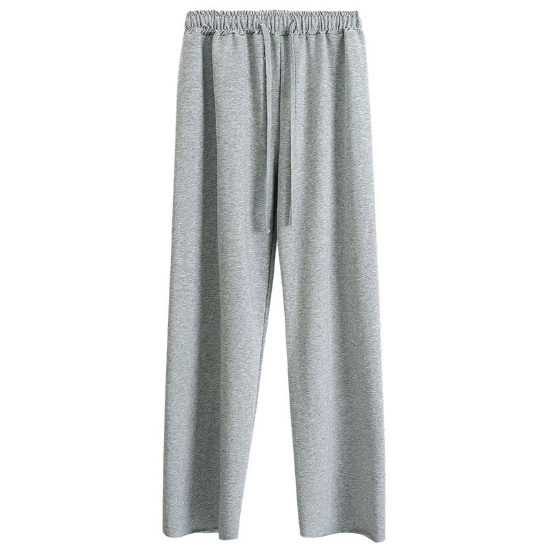 Women's 2025 Summer New Korean Style High-Waisted Droopy Wide Leg Pants with Elastic Waist Loose Casual Solid Color Nine-Segment Student Pants