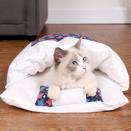 日本式の猫の猫の寝袋の閉鎖式は猫の布団を分解して洗うことができます。|undefined