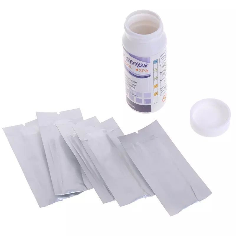 5-in-1 swimming pool test paper total hardness total chlorine pH value total alkali free bromine free chlorine detection 5-in-1