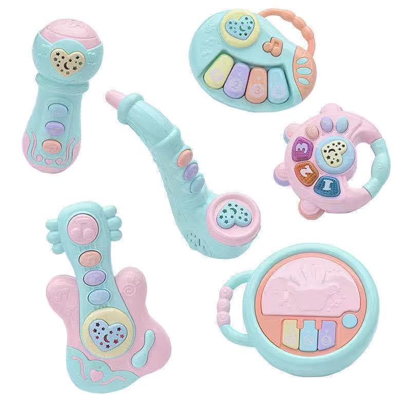Baby Toys Can Bite Teeth Hand Rattle Music Intelligent Early Education Machine 0-3 Years Old Baby Pat Drum Toy