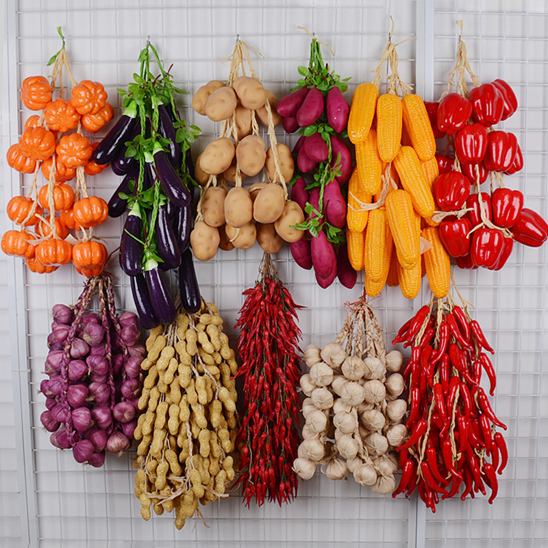 Simulation Vegetable Pepper False Potato Corn Garlic Peanut Hanging String Nongjiale Hotel Courtyard Model Decorative Props