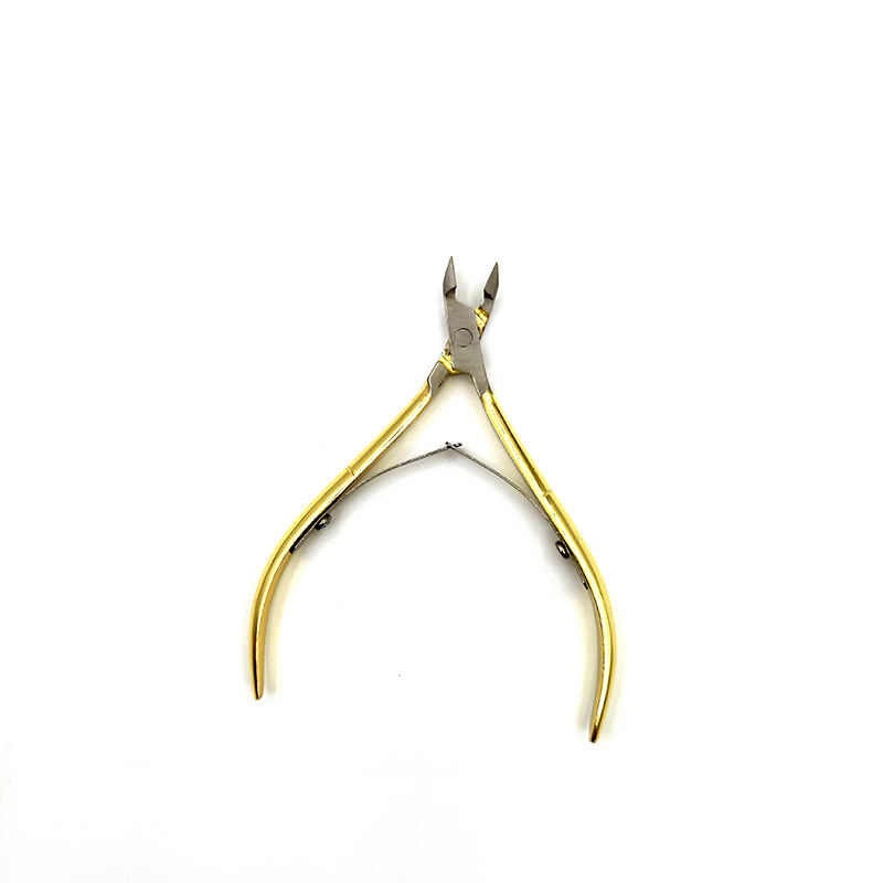 Cross-border source nail art dead skin scissors D501 stainless steel Golden dead skin pliers nail groove inlay nail oblique nail scissors