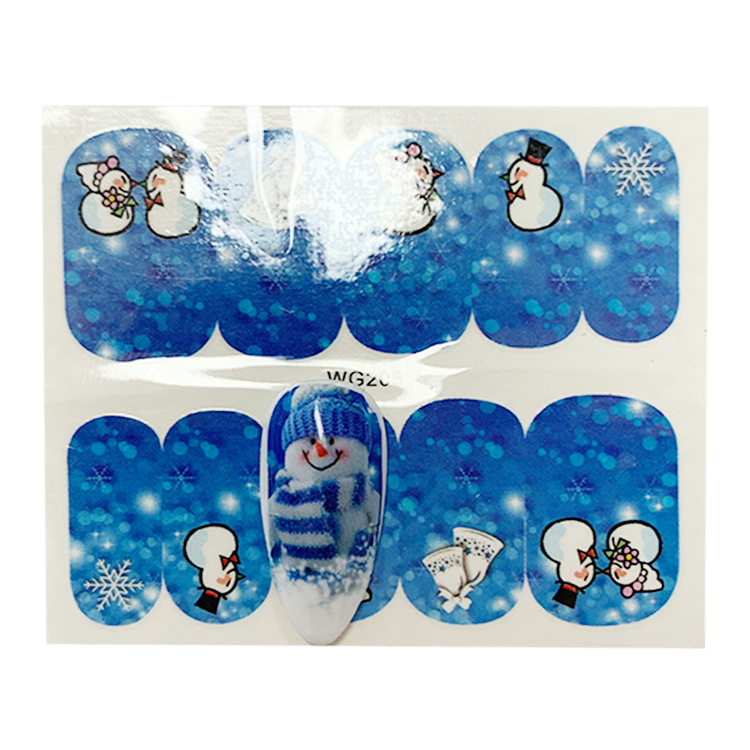 Cross-border supply nail stickers winter cartoon Christmas wind snowflake nail stickers color snowman water transfer flower stickers