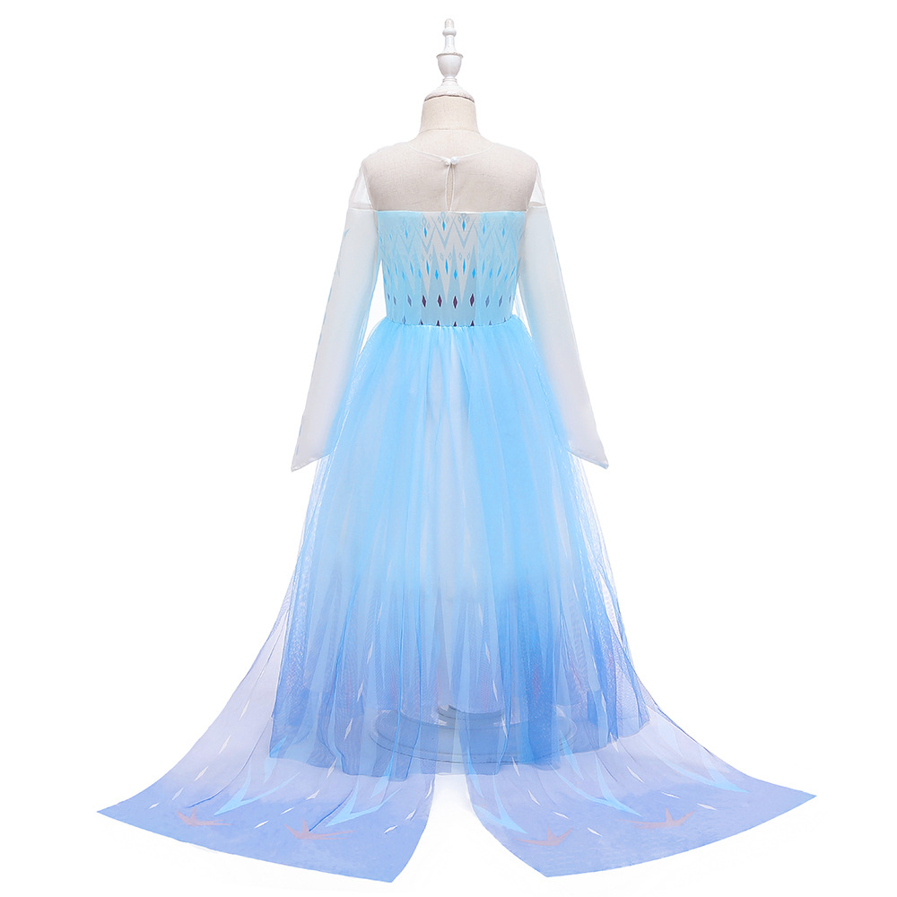 Princess Aisha Mesh Puff Dress Gradient Trailing Girl's Dress Frozen 2 Sequins Dress Performance Dress
