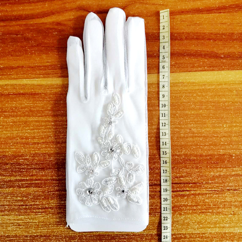 New Bridal wedding dress evening gloves crystal net handmade beaded flower etiquette wedding gloves wholesale