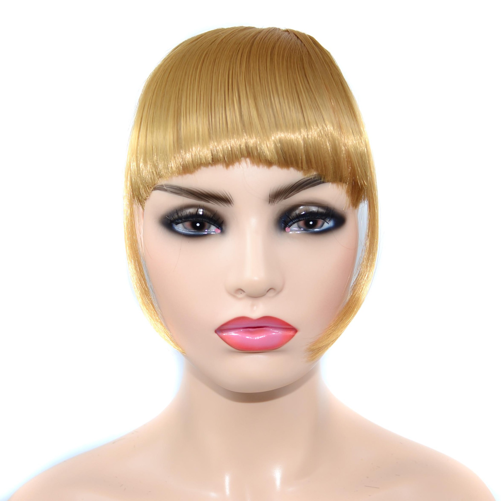 Foreign trade chemical fiber double sideburns bangs European and American wig bangs ladies wig piece high temperature matte silk double sideburns flat bangs