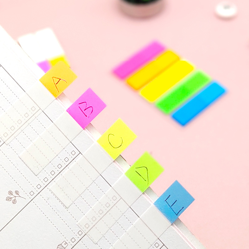 Korean Creative Fluorescent Stickers Classification Index Stickers Loose-leaf Label Stickers Transparent Indication Stickers Post-it Stickers Ordable LOGO