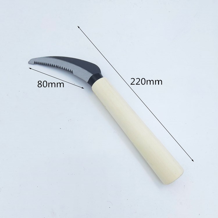 Small Sawtooth sickle for grass root, special weeding tool for small steel wooden handle, gardening and agricultural