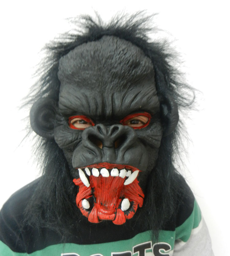Halloween Mask Big Ear King Kong Mask Full Face Chimpanzee Headgear Performance Dress Up Red Eye Horror Wolf Head