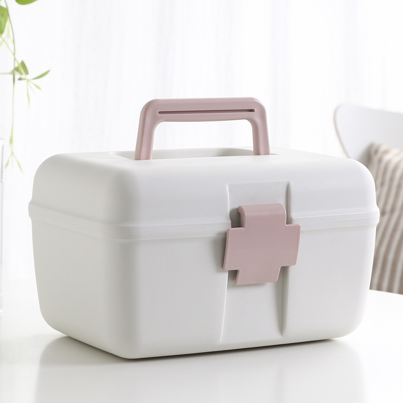 Nordic Portable Double-Layer Sealed Medicine Box Portable Household First Aid Medicine Box Large Capacity Storage Box