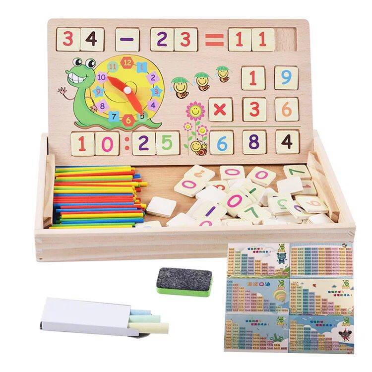 Children's Wooden Snail Learning Box Blackboard Chalk Counting Stick Children's Early Education Writing Board Wooden Toys