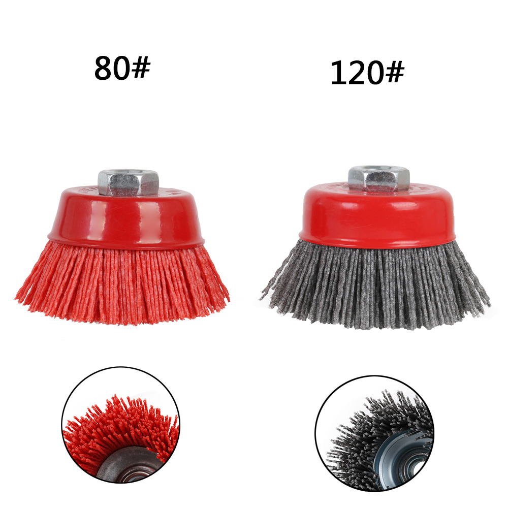 3 inch 75 screw bowl type abrasive wire tool brush nylon abrasive wire polishing brush furniture relief grinding wheel industrial brush