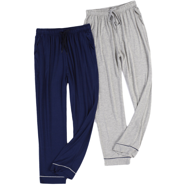 Summer Men's Anti-mosquito Pants Modal Pajama Pants Air Conditioner Pants Trousers Thin Size Men's Outer-Wearing Casual Home Pants