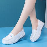 Women's Shoes Autumn 2023 New Air Cushion Nures Shoes Women's Single-layer Shoes Women's Wedge Comfortable Flat Working White Shoes for Women
