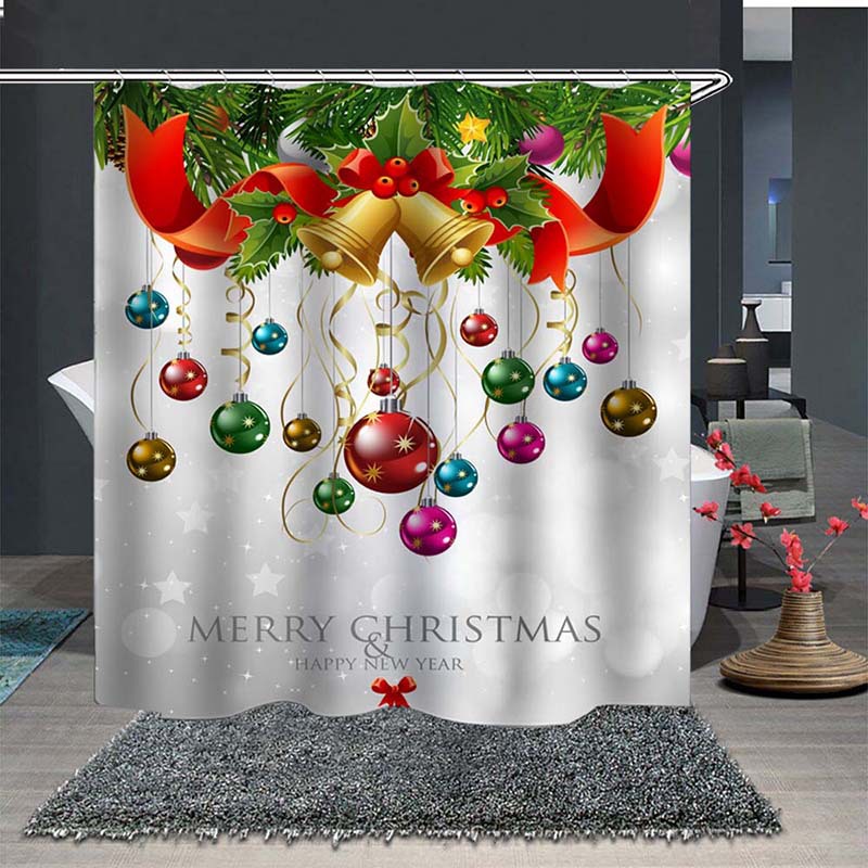 Cross-border direct supply digital printing Christmas shower curtain toilet partition waterproof mildew-proof bathroom shower curtain size can be customized
