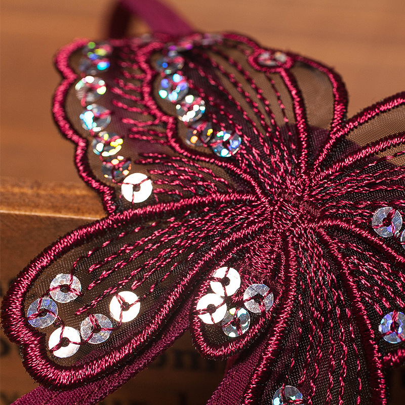 真珠の下着の女性のセクシーなスパンコールの刺繍の開段のマッサージの趣味の透明なネットの糸の低い腰のt字のズボンの頭の2242|undefined