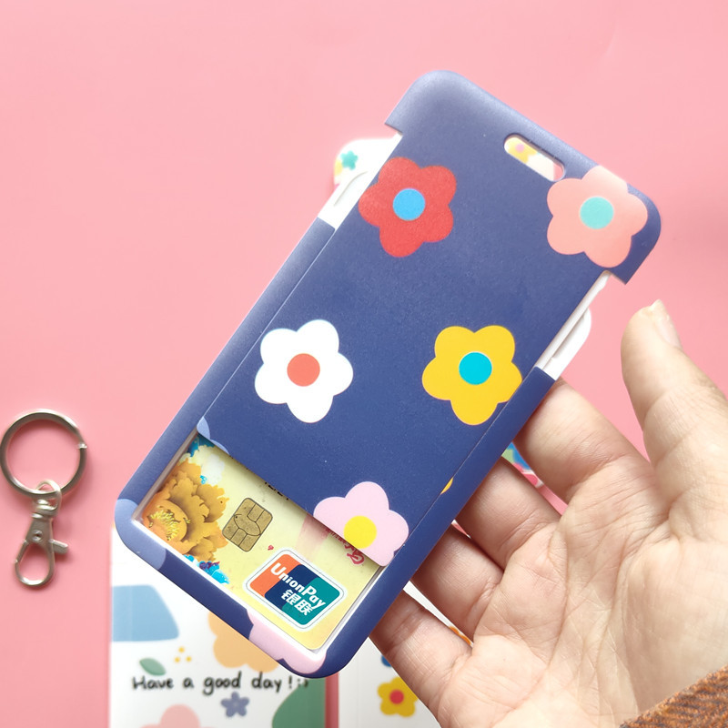 Japan and South Korea Hyun-a Cute Internet Celebrity Card Set Flower Student Bus Certificate Bank Card Protective Set Small Fresh Neck Rope