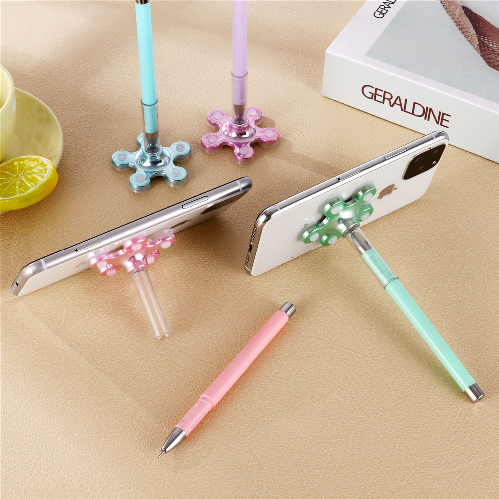 Creative Suction Cup Mobile Phone Bracket Pen Desk Pen Simple Office Multifunctional Gel Pen 0.5mm Advertising Gift Pen