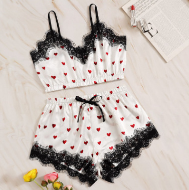 European and American foreign trade explosions Amazon sexy home pajamas lace two-piece set