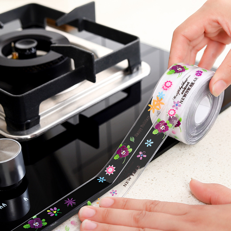 Printed kitchen waterproof mildew-proof stickers beautiful stickers white toilet mildew-proof waterproof tape kitchen sink mildew-proof tape