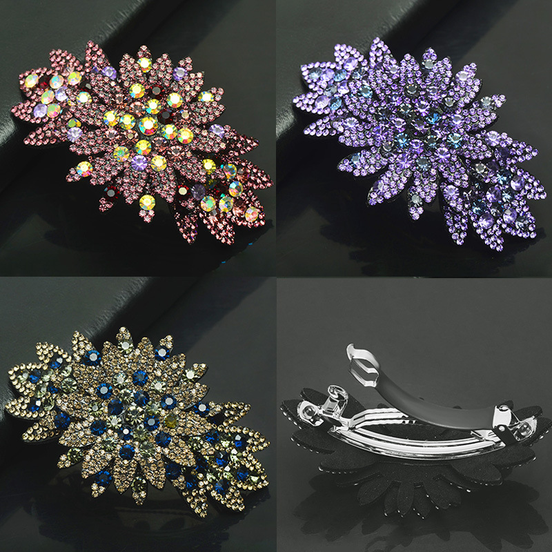 Pinza para el pelo vintage con diamantes de imitación, pinza para cola de caballo, pinza con resorte, pinza superior, pinza grande, accesorios para el cabello para niños_voghion.com