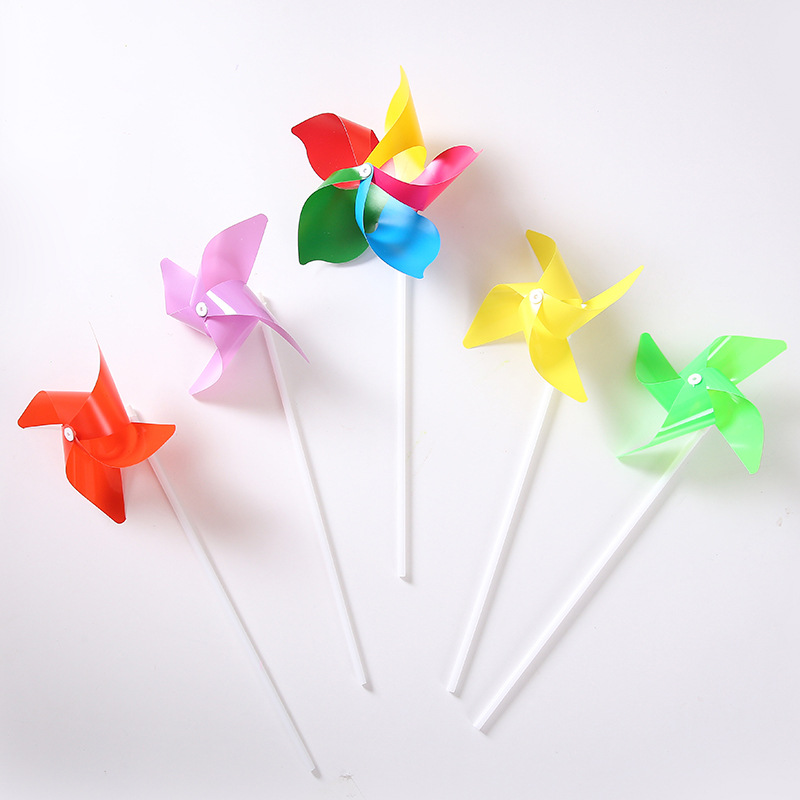 Children's colorful plastic windmill colorful kindergarten handmade diy material PVC windmill decoration children's gift toys