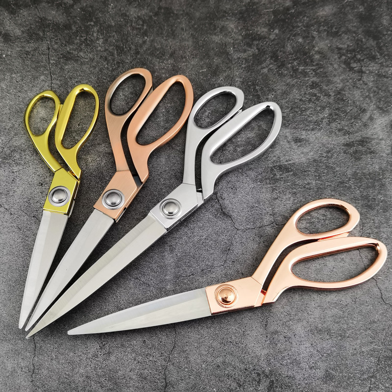 Stainless steel gold-plated tailor scissors alloy sewing clothing tailor scissors festive opening color cutting golden scissors