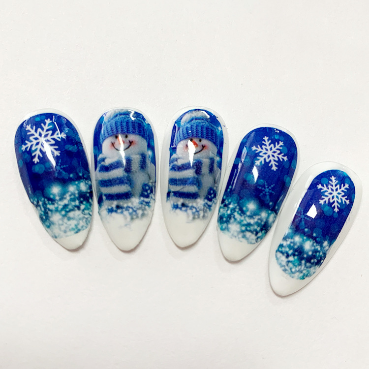 Cross-border supply nail stickers winter cartoon Christmas wind snowflake nail stickers color snowman water transfer flower stickers