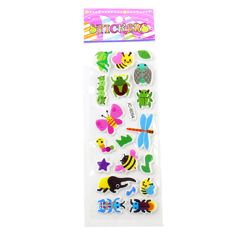 Factory direct children's stickers cartoon insect stickers cute 3D bubble stickers kindergarten reward stickers
