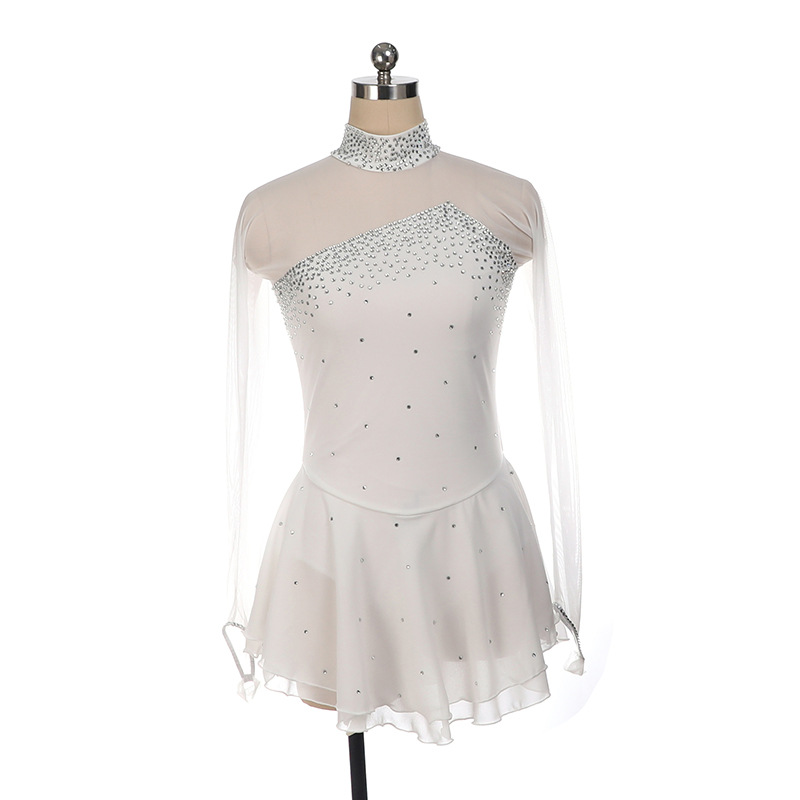 Fono Figure Skating Suit Skating Suit Performance Suit Tibetan Blue Long Sleeve Children's Adult Girls' Competition Skirt