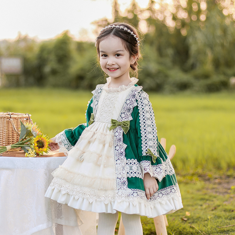 One Piece 2022 Fall/Winter Lolita Lolita Dress Girls Spanish Princess Dress Fall/Winter Velvet Dress