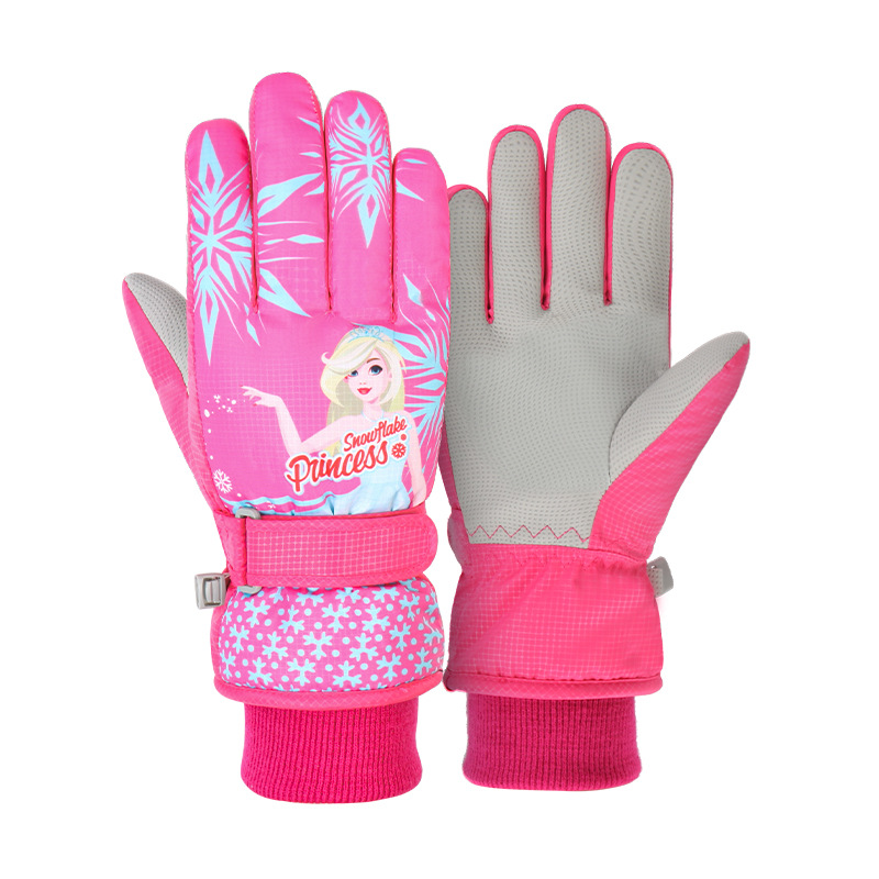 New girls' ski gloves riding windproof warm non-slip waterproof children's cotton gloves cute cartoon baby