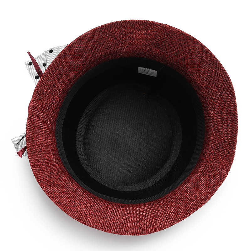 New Foreign Trade Women's Hat Middle-aged and Elderly Women's Hemp Basin Hat Socialite Style Large Flower Basin Hat Hemp Material Fashion Korean Style Top Hat
