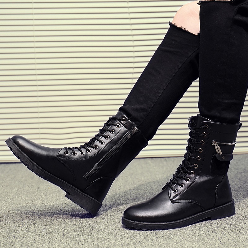 Martin boots men's high-top British style Korean style fashionable all-matching work boots fashionable boots autumn men's Knight boots mid-calf