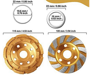 Factory wholesale bowl type diamond grinding disc, double row diamond polishing pad 115x20x22.23,100
