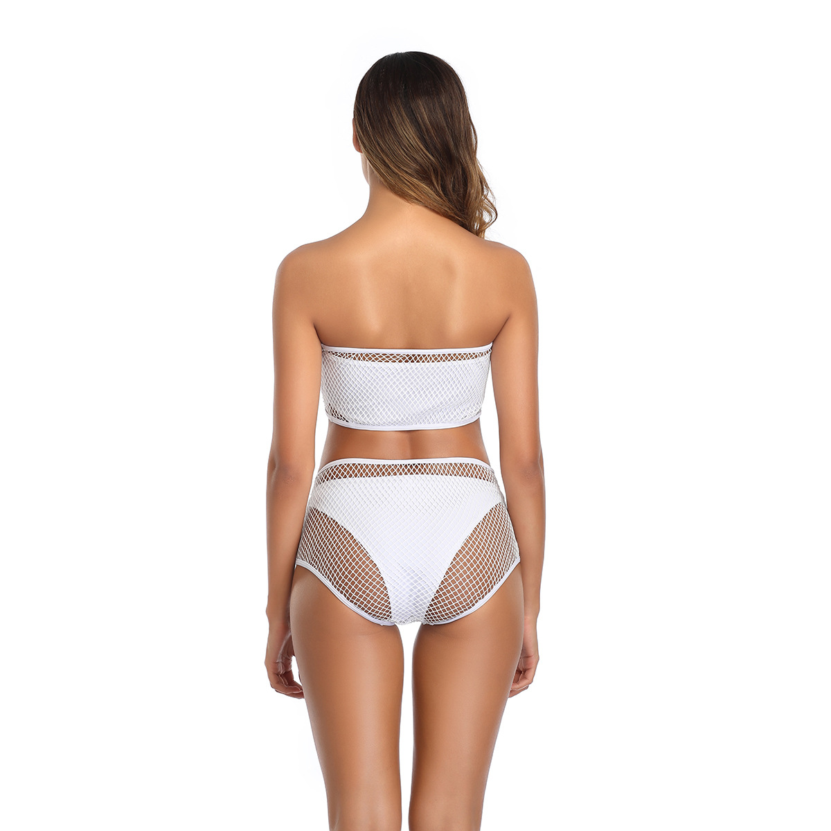 New Amazon European and American Swimsuit Three-piece Black White Mesh Sexy Swimsuit Women Strapless Bikini