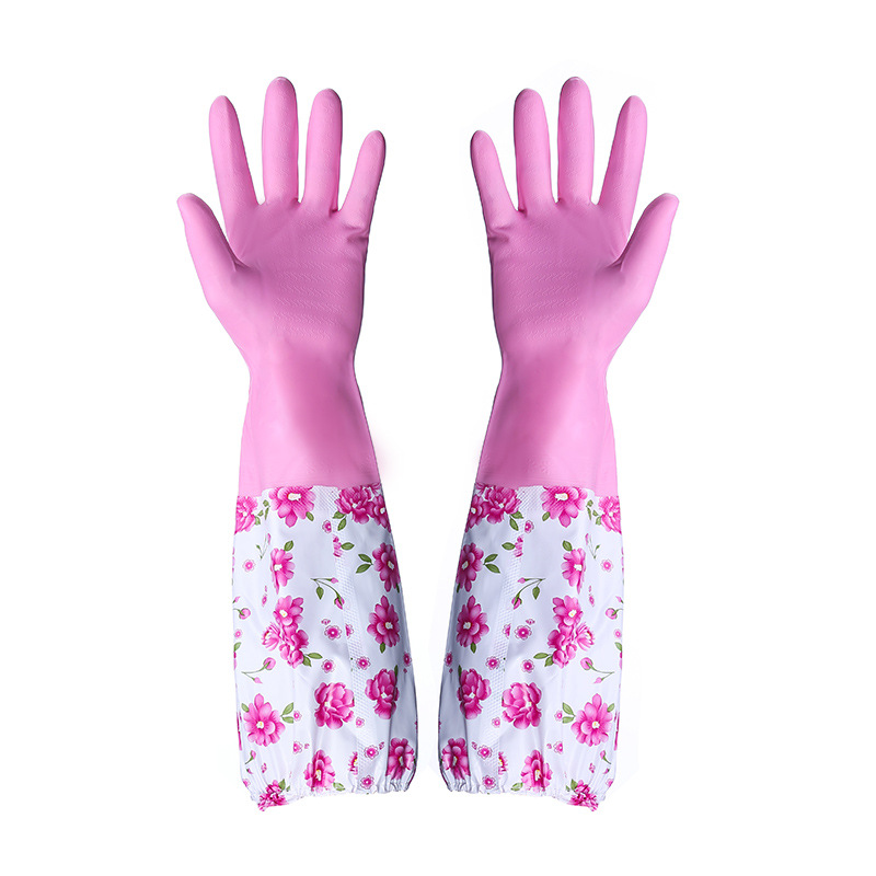 Kitchen gloves for washing dishes and cleaning household pvc household thin rubber extended summer mother's hand guard women's single-layer beam