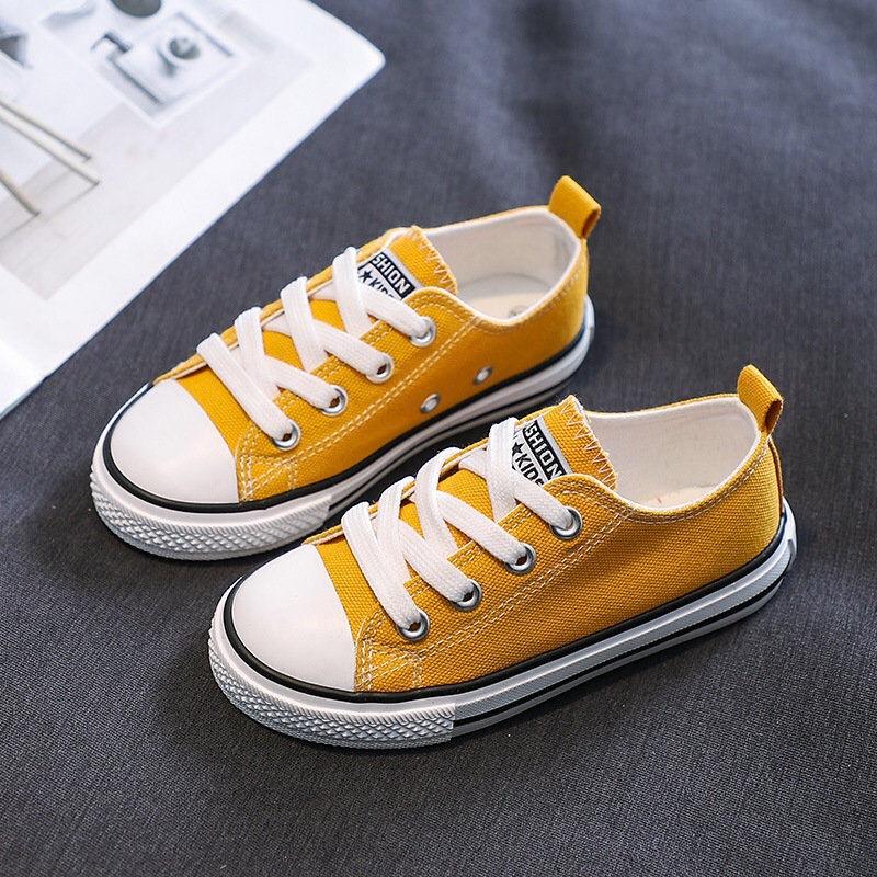 Children's Canvas Shoes 2024 Spring and Autumn Korean-style Low-top Lace-up Boys and Girls Shoes Baby White Shoes Casual Cloth Shoes